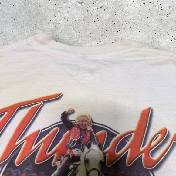 Denver Broncos Thunder Mascot T-Shirt XL Hanes Beefy-T Vintage Double-Sided NFL - Picture 8 of 12